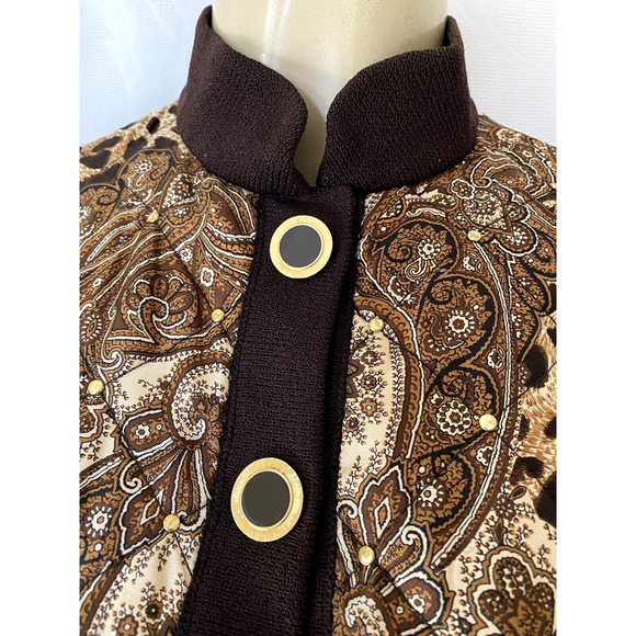 ST JOHN COLLECTION Knit Quilted Animal Paisley Silk Jacket Blazer Wool S… - Picture 3 of 5